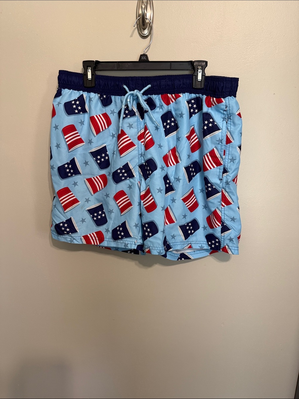 Men's Light Blue Stars & Stripes Swim Shorts